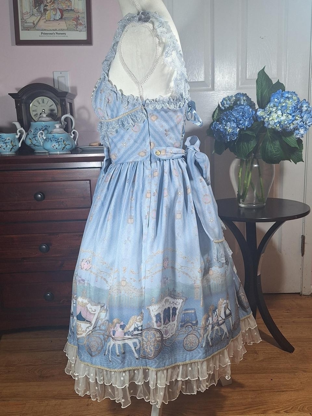 Angelic Pretty Sax Blue Horse & Carriage Pearl JSK | Old School Sweet Lolita 💙 - Picture 2 of 16